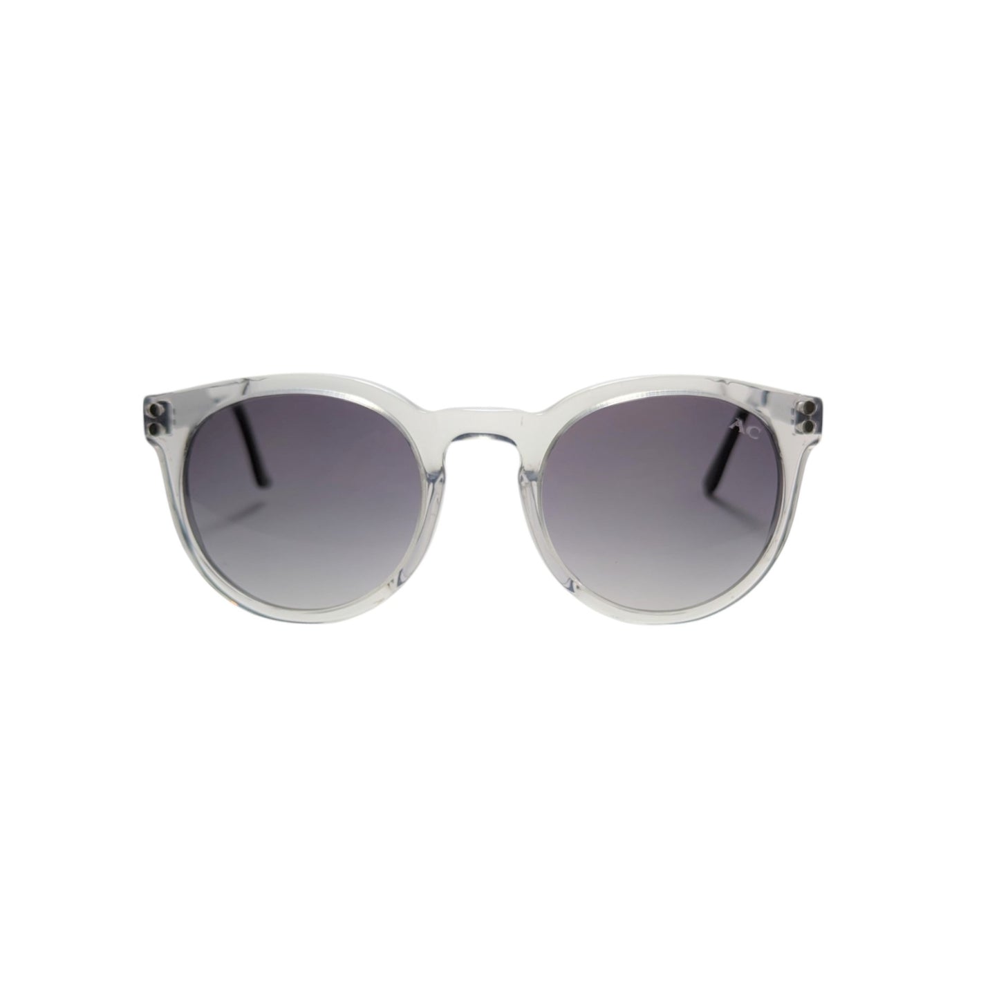 Transparent light grey round acetate sunglasses — unisex Cairo frame