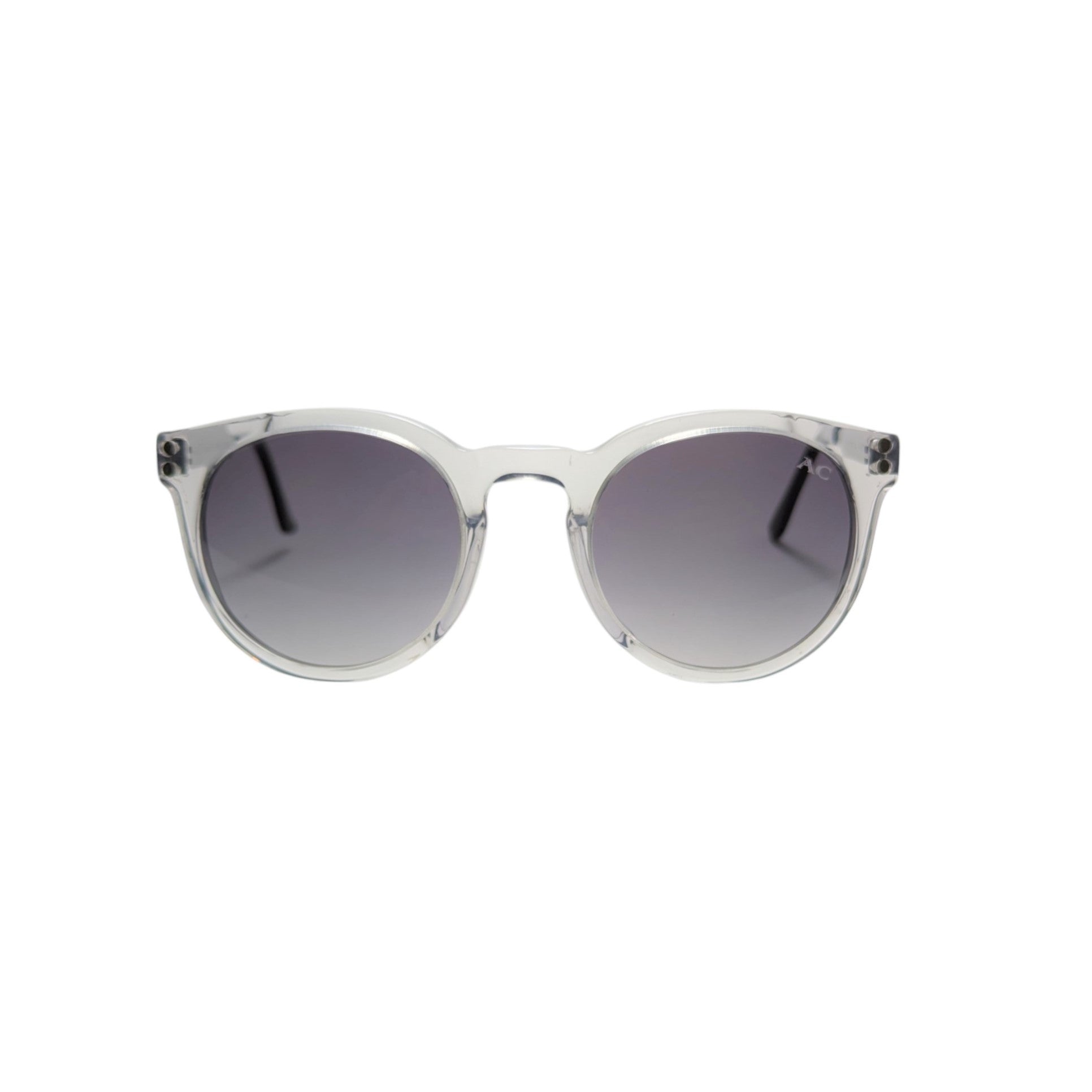 Transparent light grey round acetate sunglasses — unisex Cairo frame