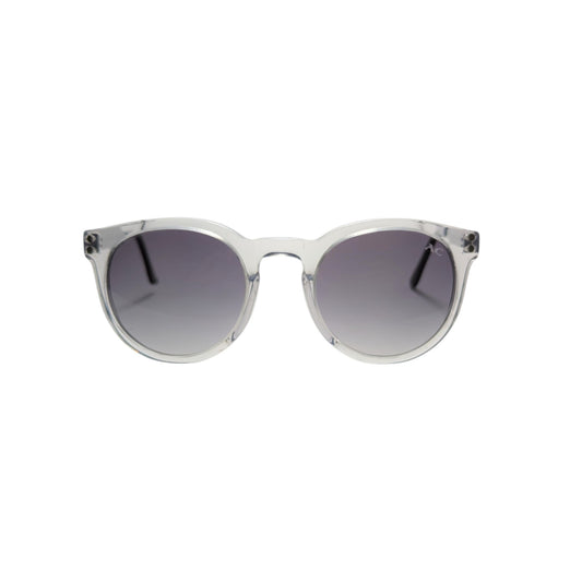Transparent light grey round acetate sunglasses — unisex Cairo frame