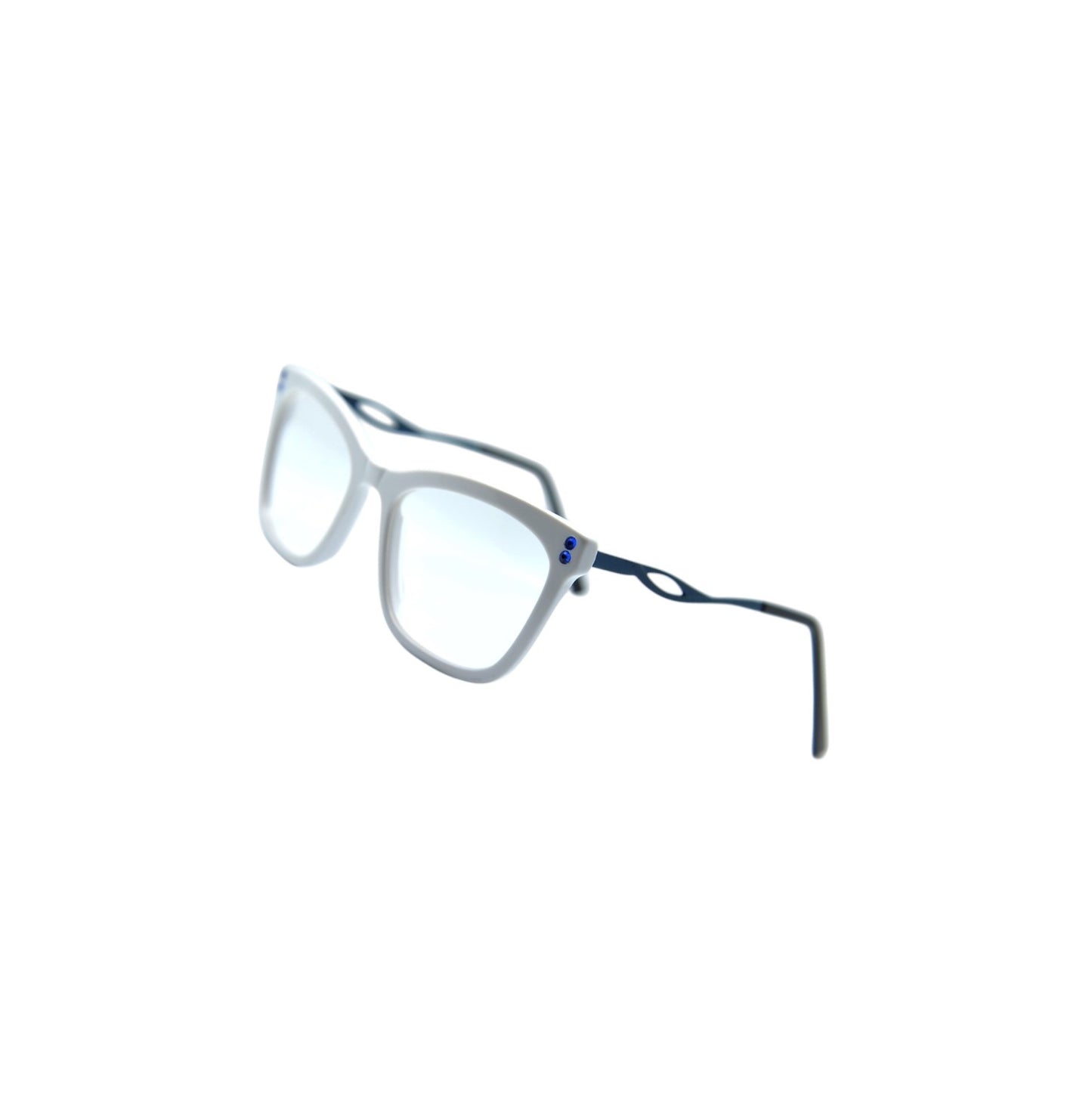 White wayfarer acetate eyeglasses with metal temples — women's Zoya optical frame