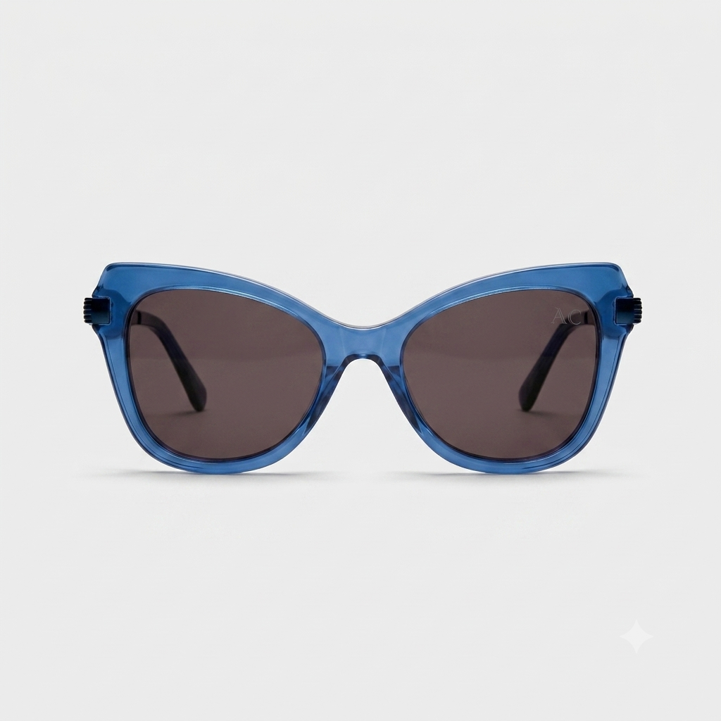 Blue cat-eye acetate sunglasses — women's Mora frame