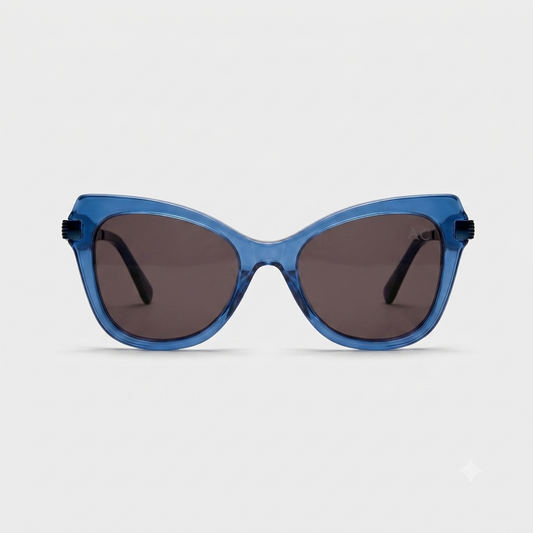 Blue cat-eye acetate sunglasses — women's Mora frame