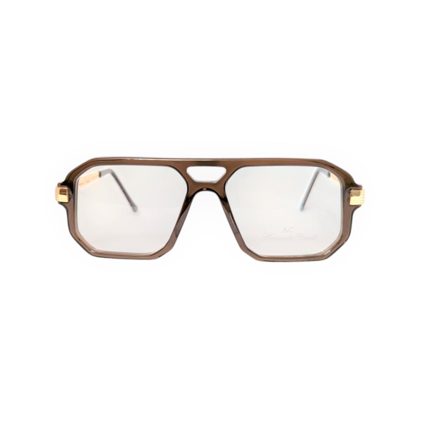 Brown acetate eyeglasses with metal temples — men's Polo optical frame, style II