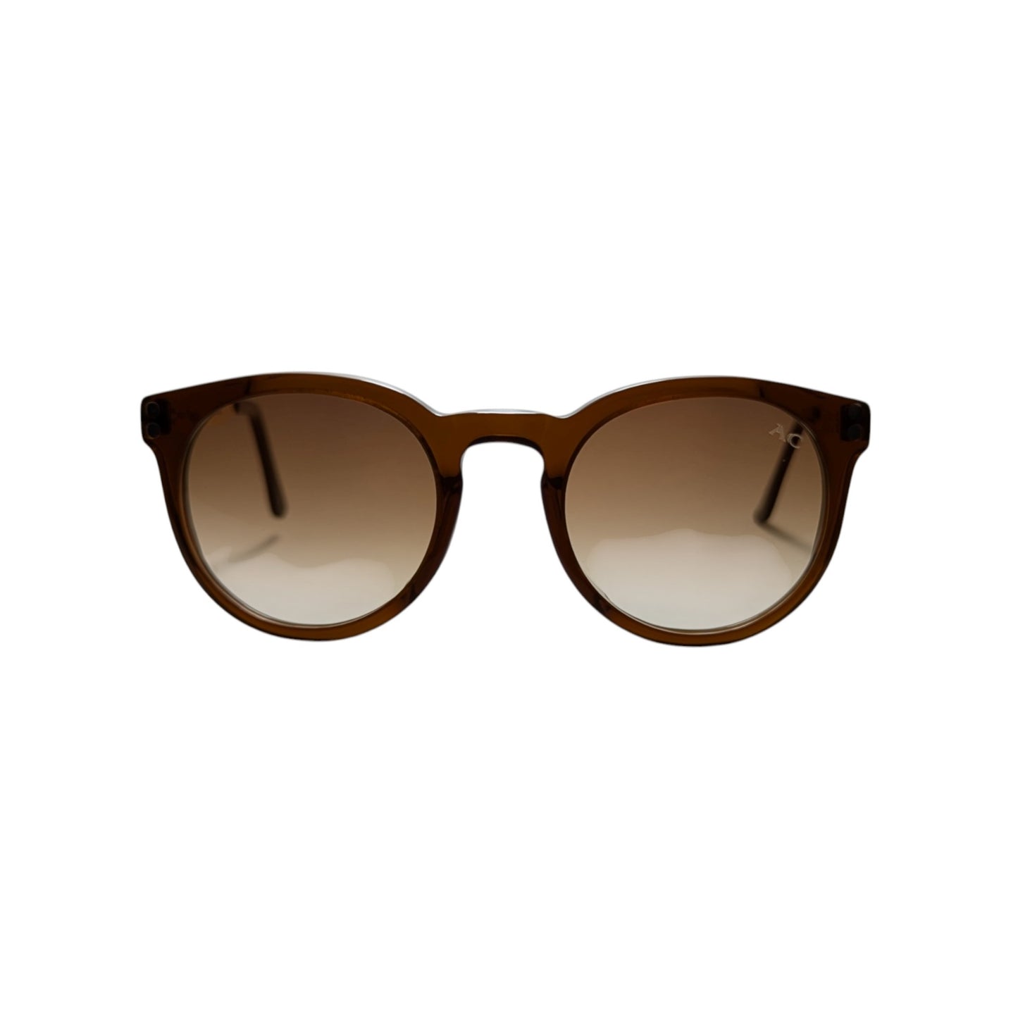 Brown round acetate sunglasses — unisex Cairo frame