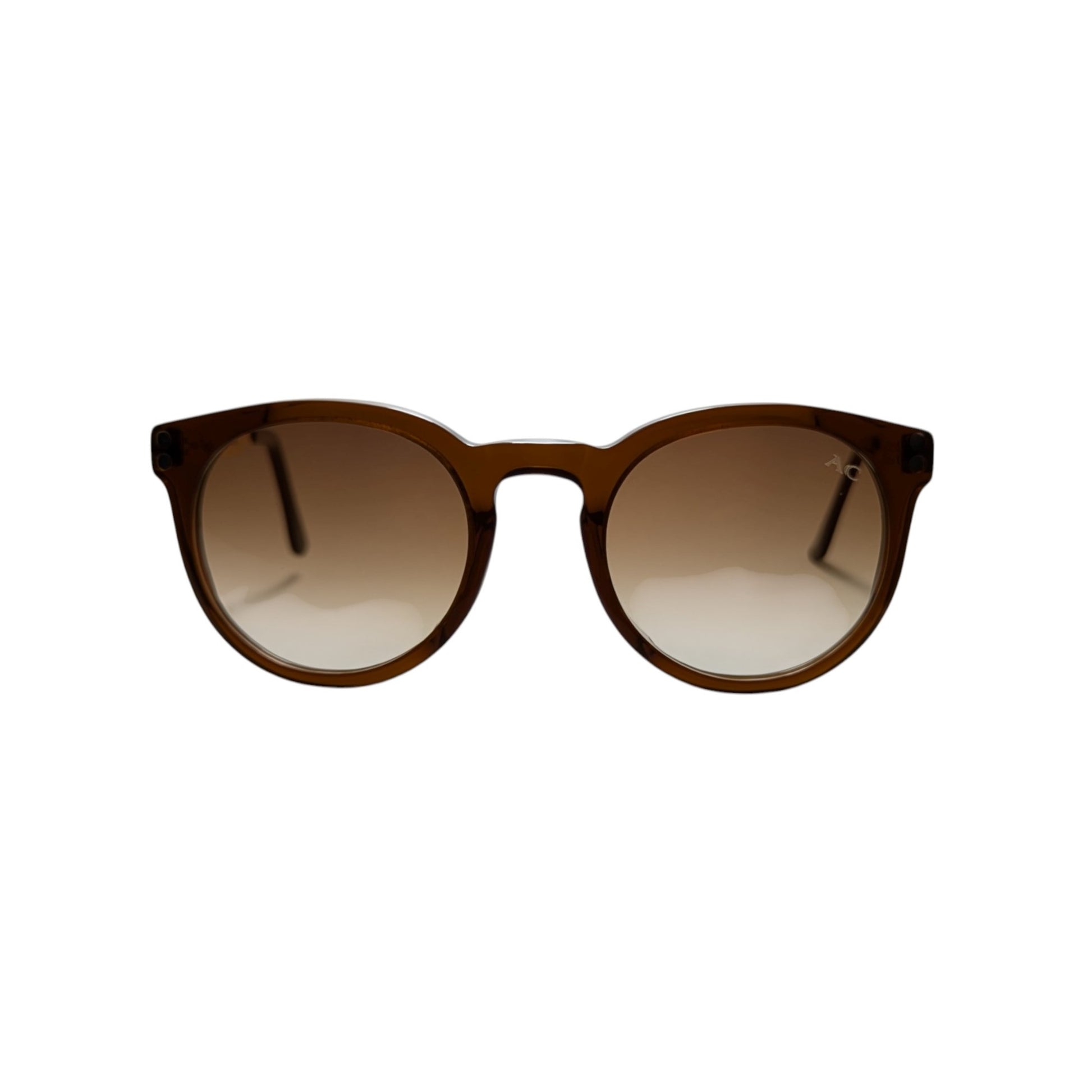 Brown round acetate sunglasses — unisex Cairo frame