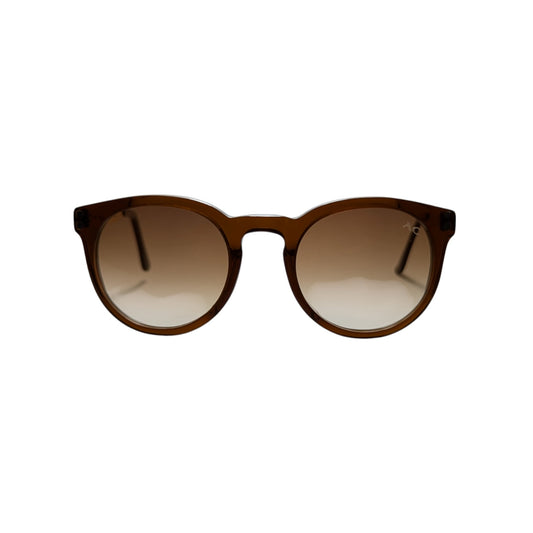 Brown round acetate sunglasses — unisex Cairo frame
