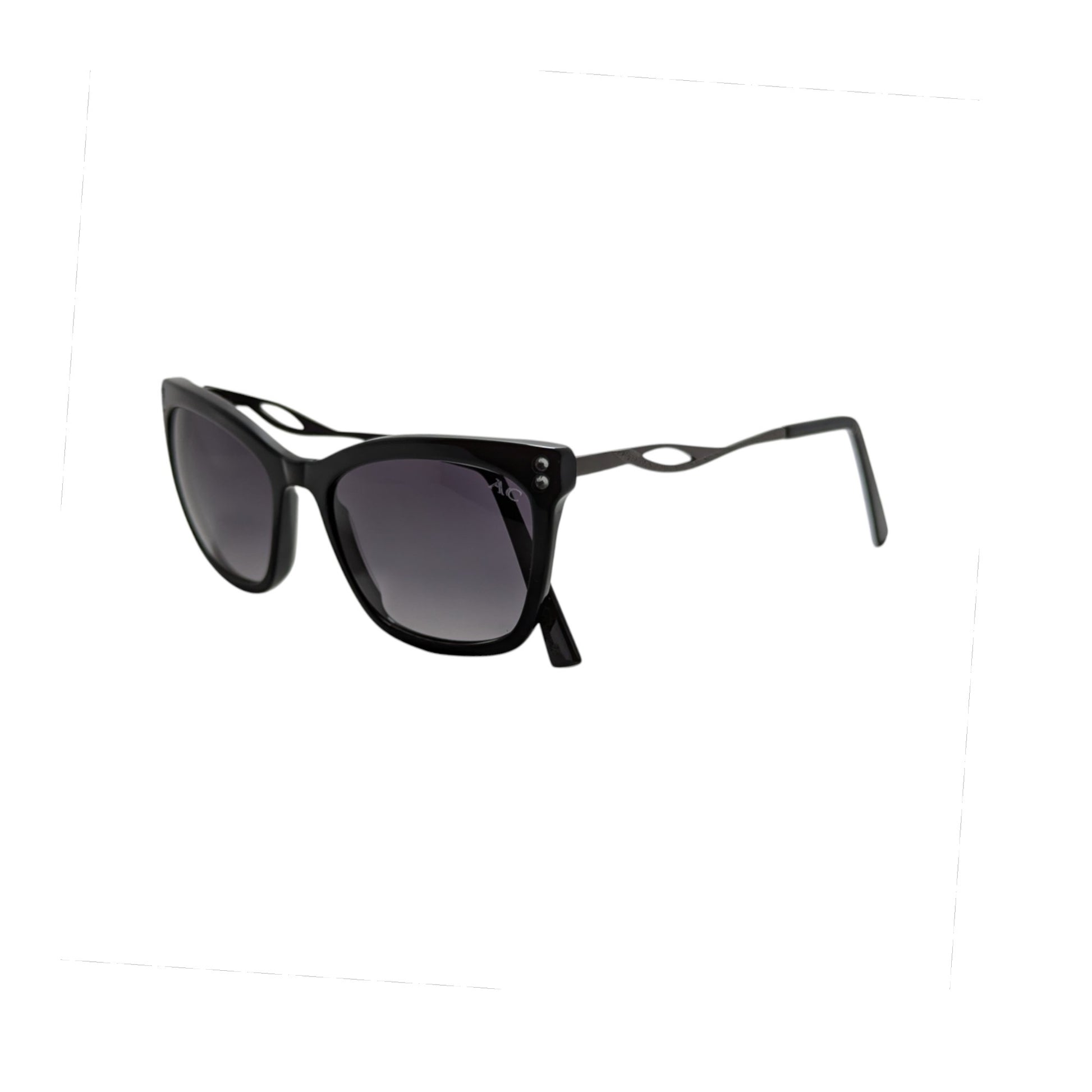 Black wayfarer acetate sunglasses with dark grey lenses — women's Zoya frame
