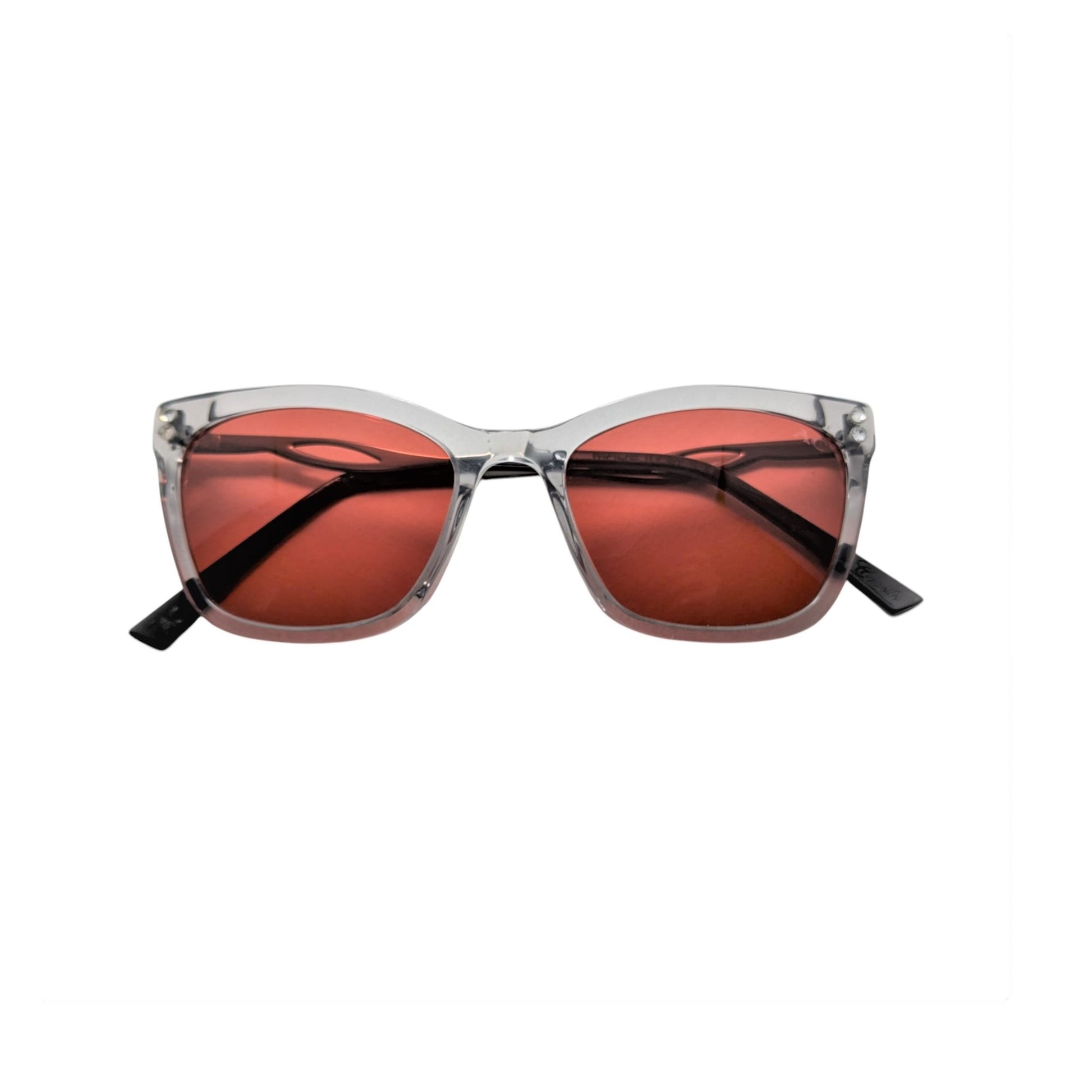 Transparent light grey wayfarer acetate sunglasses with red accents — women's Zoya frame