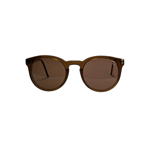 Brown round acetate sunglasses — unisex Cairo frame, style II