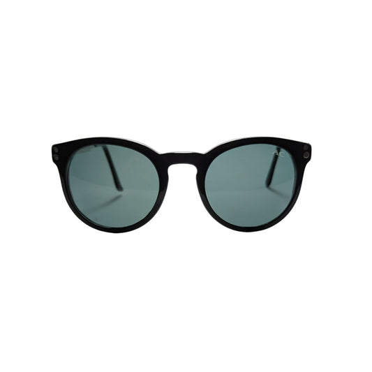 Black round acetate sunglasses — unisex Cairo frame, style II