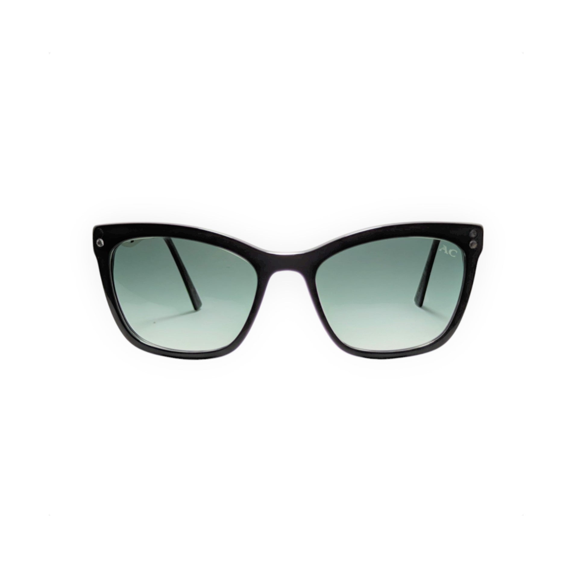 Black wayfarer acetate sunglasses with green G15 lenses — women's Zoya frame
