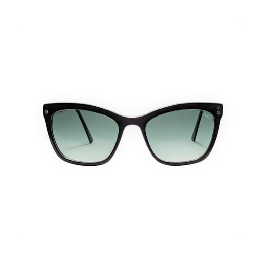 Black wayfarer acetate sunglasses with green G15 lenses — women's Zoya frame