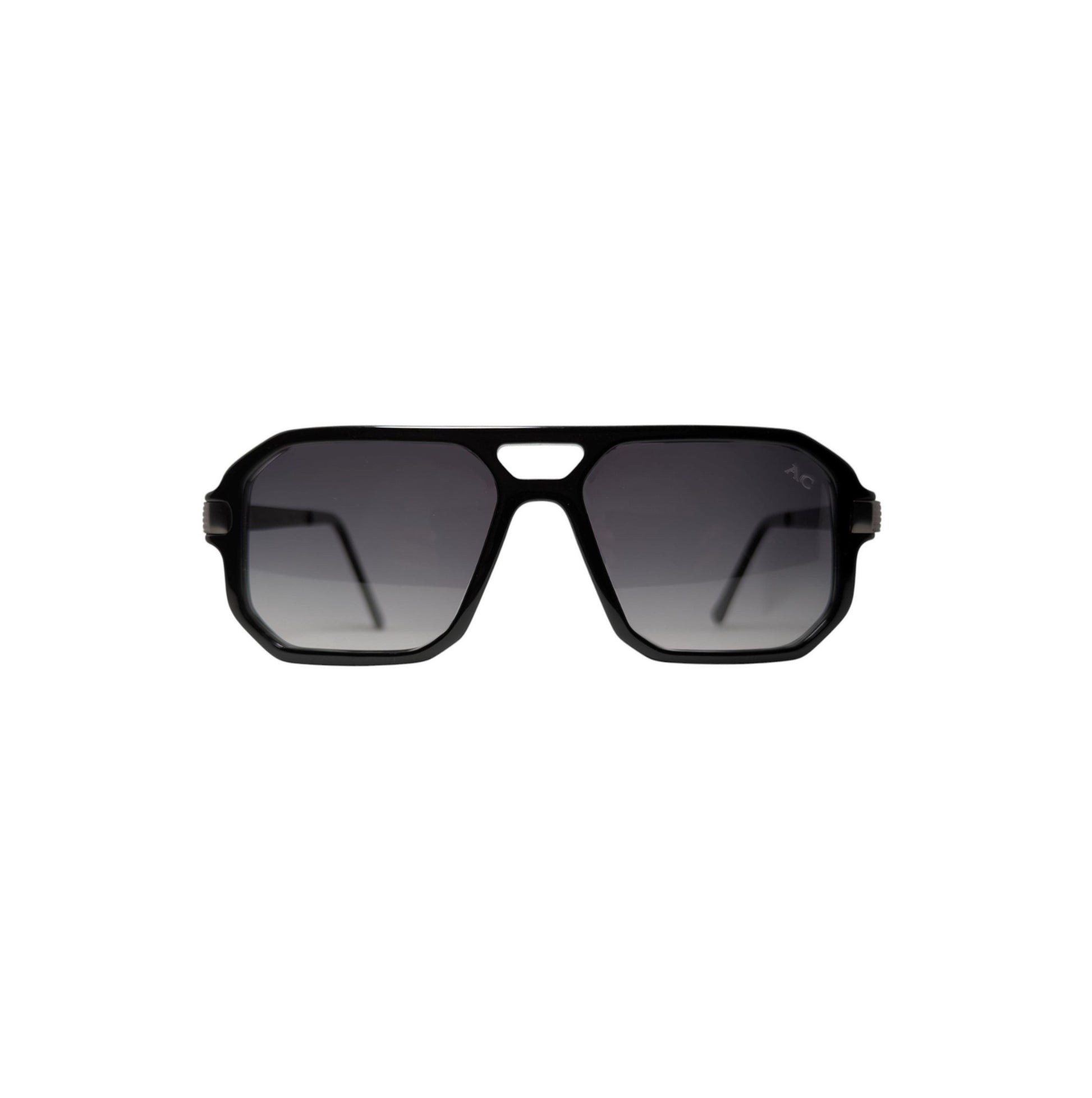 Black acetate sunglasses with metal temples — men's Polo frame