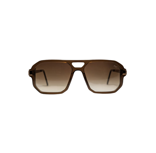 Brown havana acetate sunglasses with metal temples — men's Polo frame