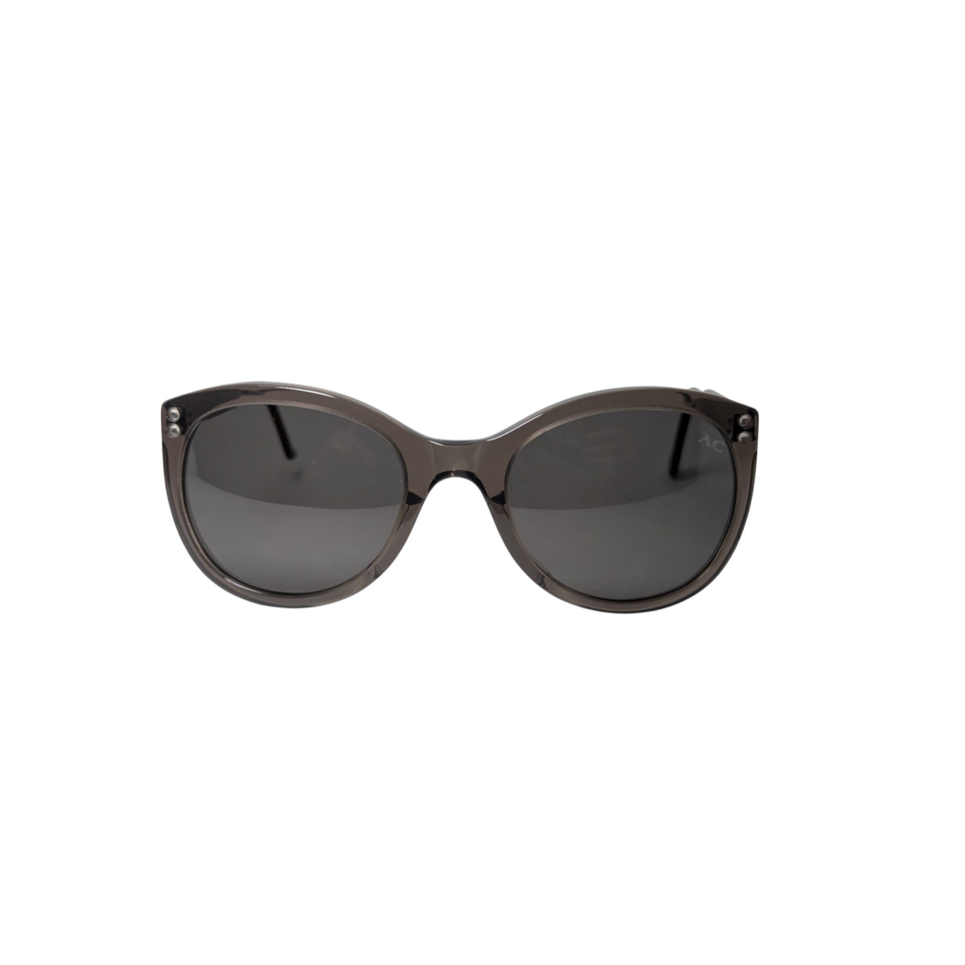 Transparent grey round acetate sunglasses — women's Barca frame
