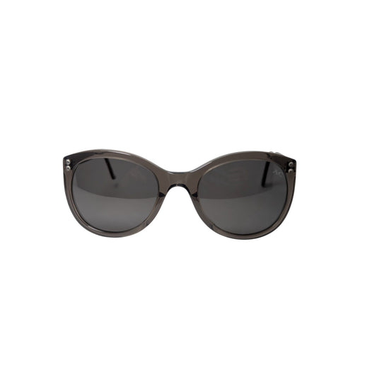 Transparent grey round acetate sunglasses — women's Barca frame