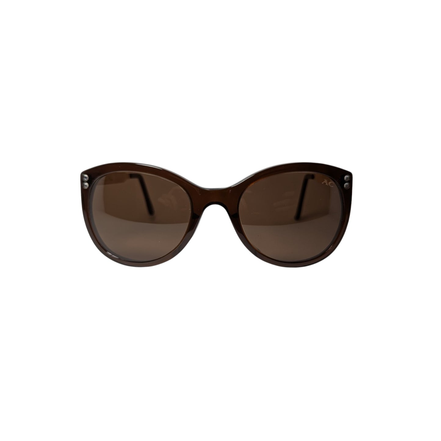 Brown round acetate sunglasses — women's Barca frame, style II