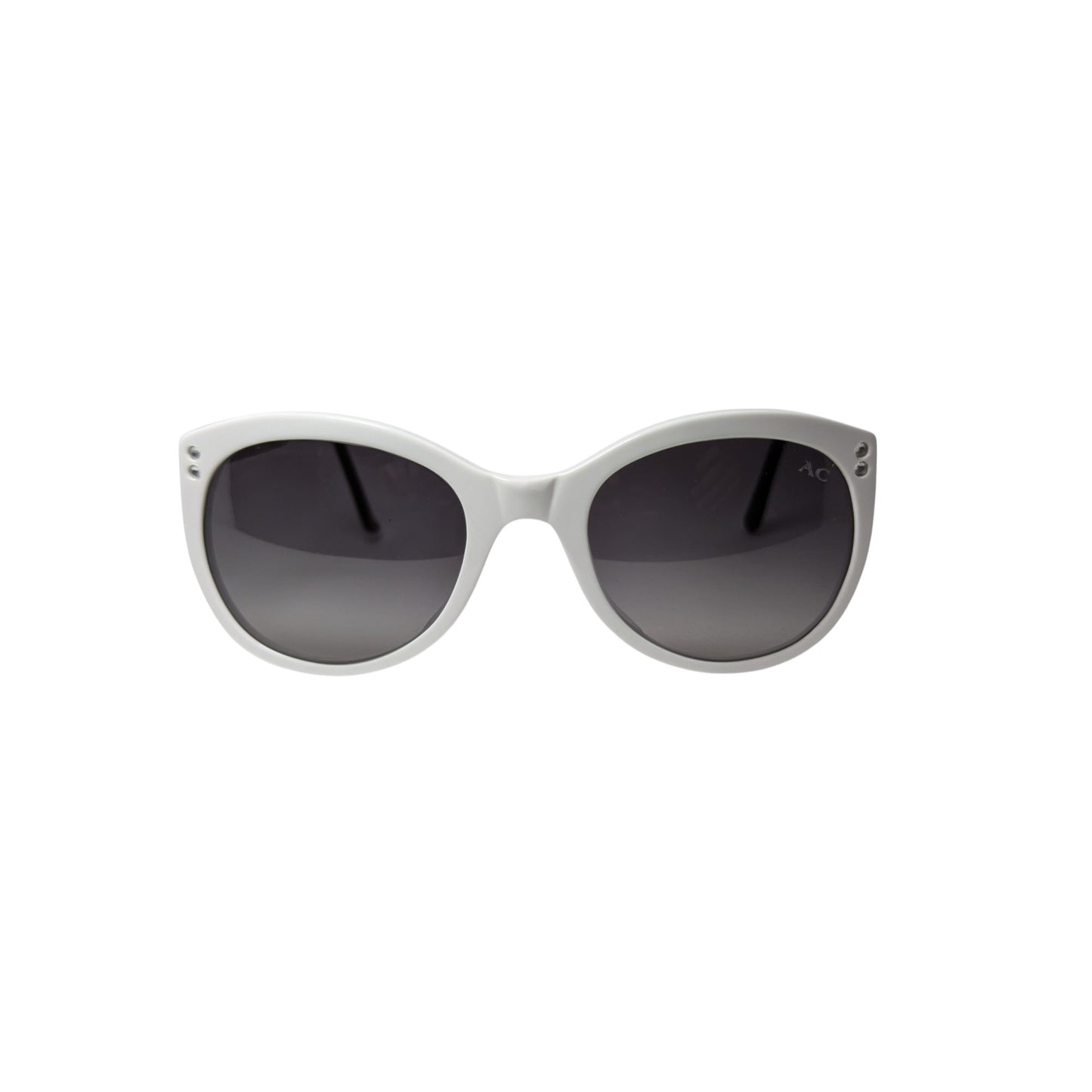 White round acetate sunglasses with dark grey lenses — women's Barca frame