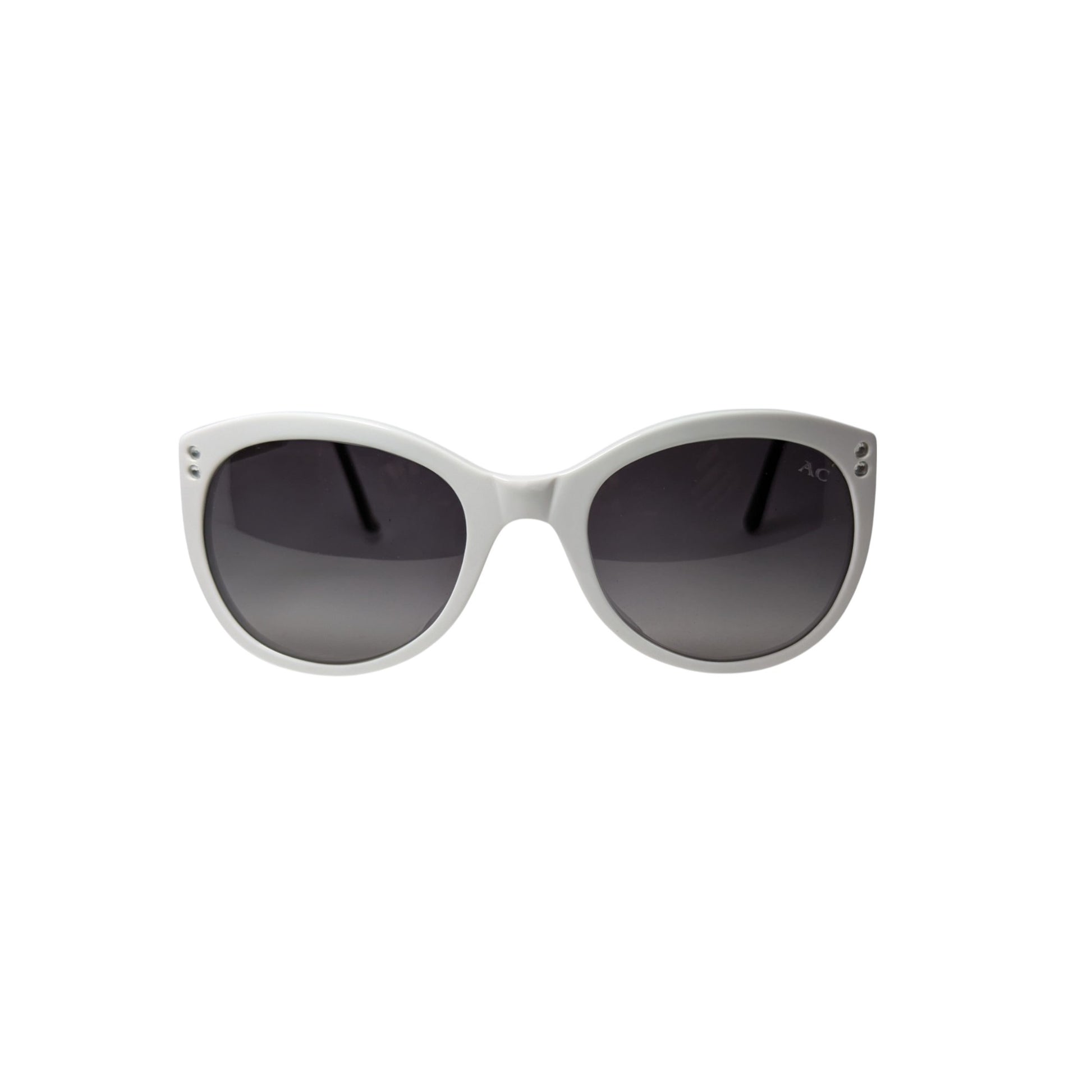 White round acetate sunglasses with dark grey lenses — women's Barca frame
