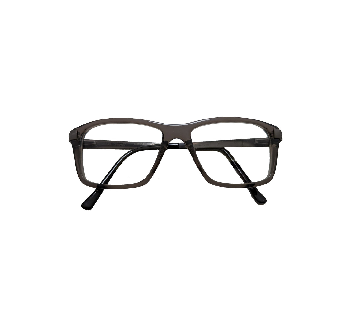 Transparent grey acetate eyeglasses with metal temples — men's Divo optical frame