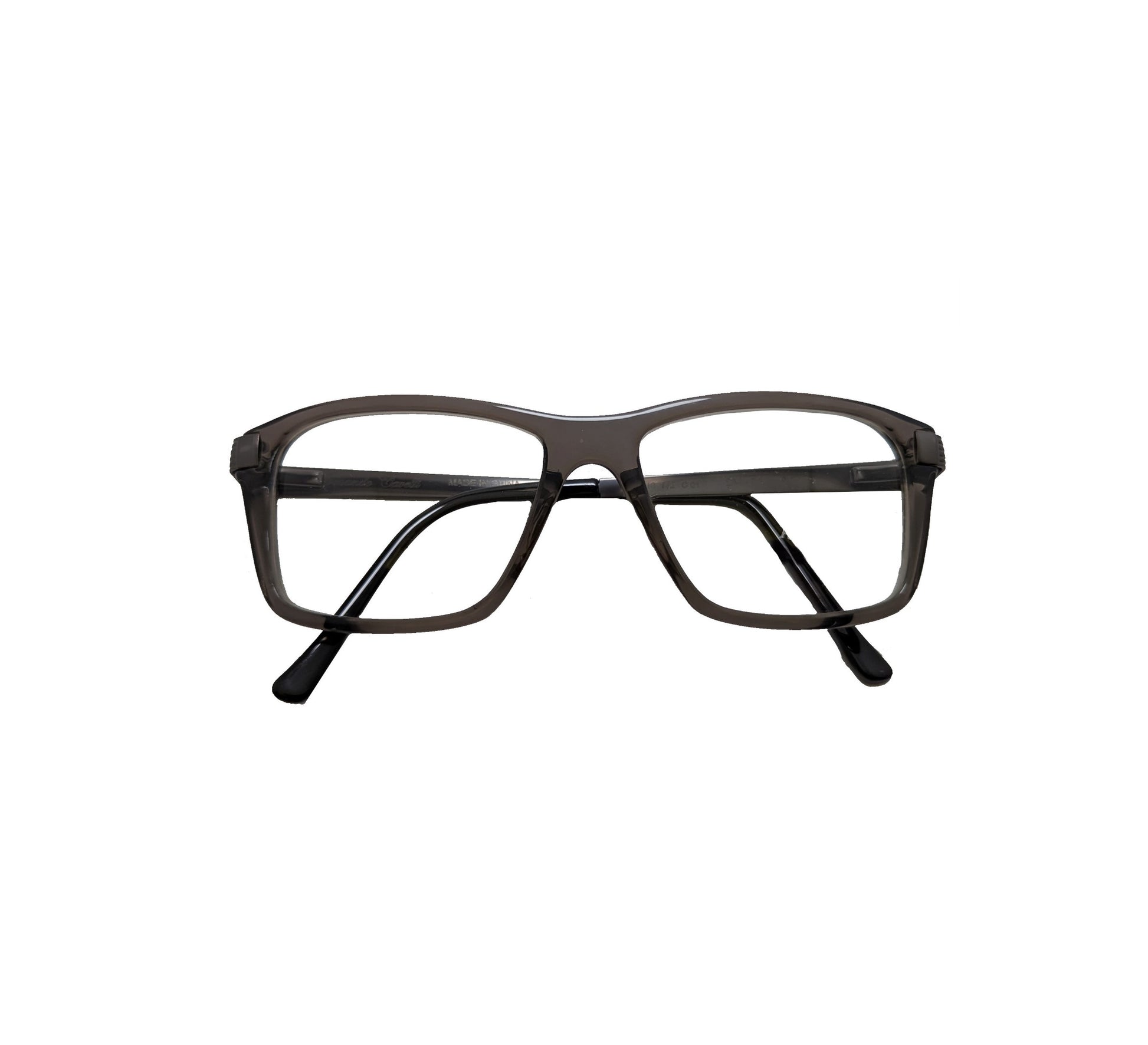 Transparent grey acetate eyeglasses with metal temples — men's Divo optical frame