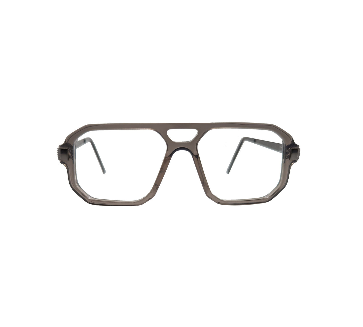 Grey acetate eyeglasses with metal temples — men's Polo optical frame