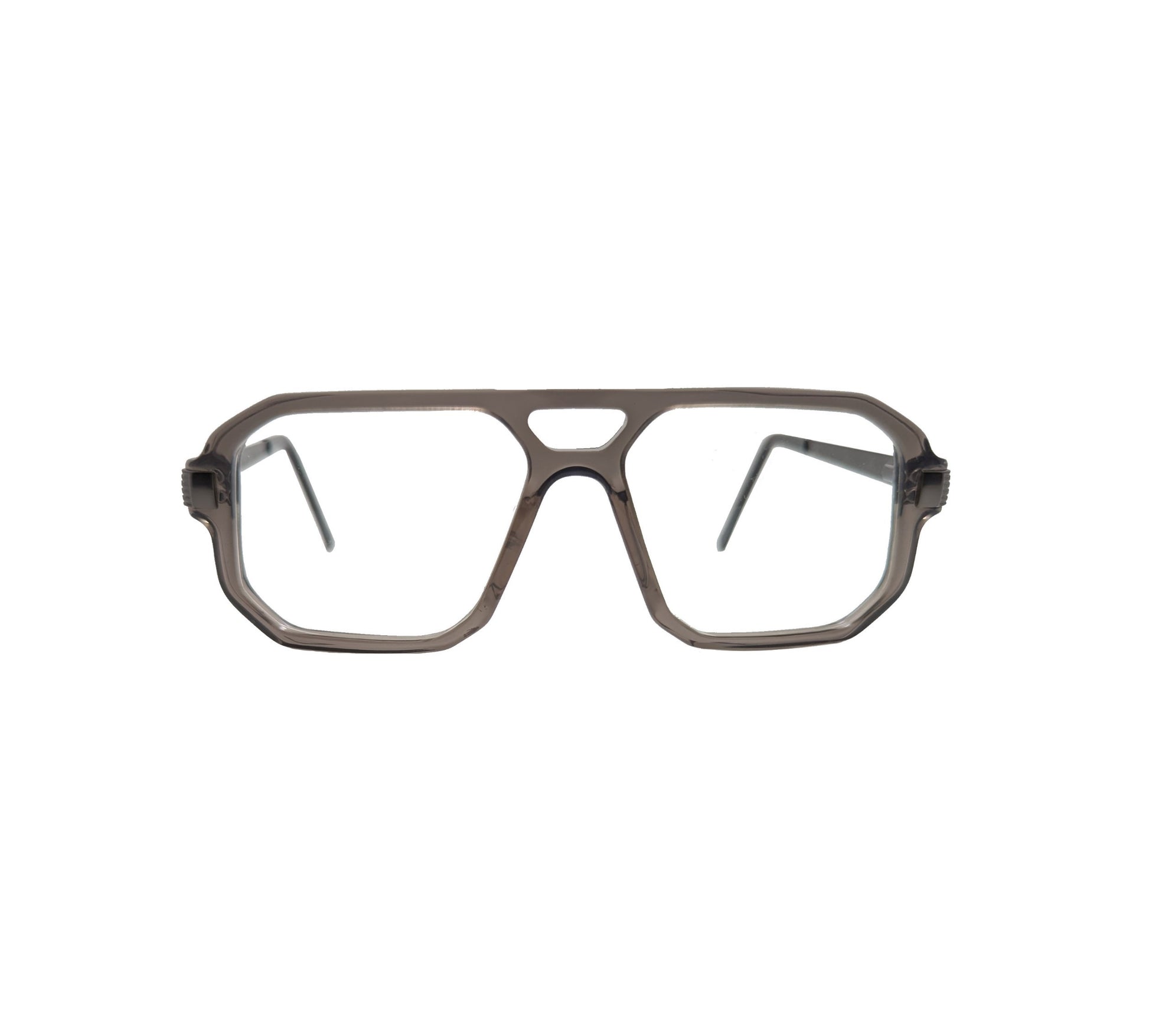 Grey acetate eyeglasses with metal temples — men's Polo optical frame