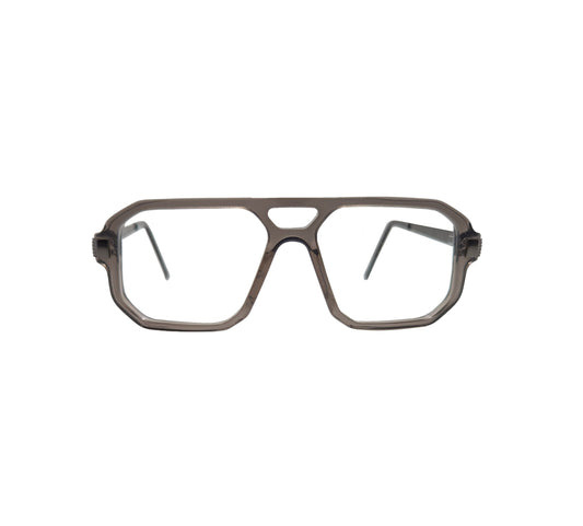 Grey acetate eyeglasses with metal temples — men's Polo optical frame