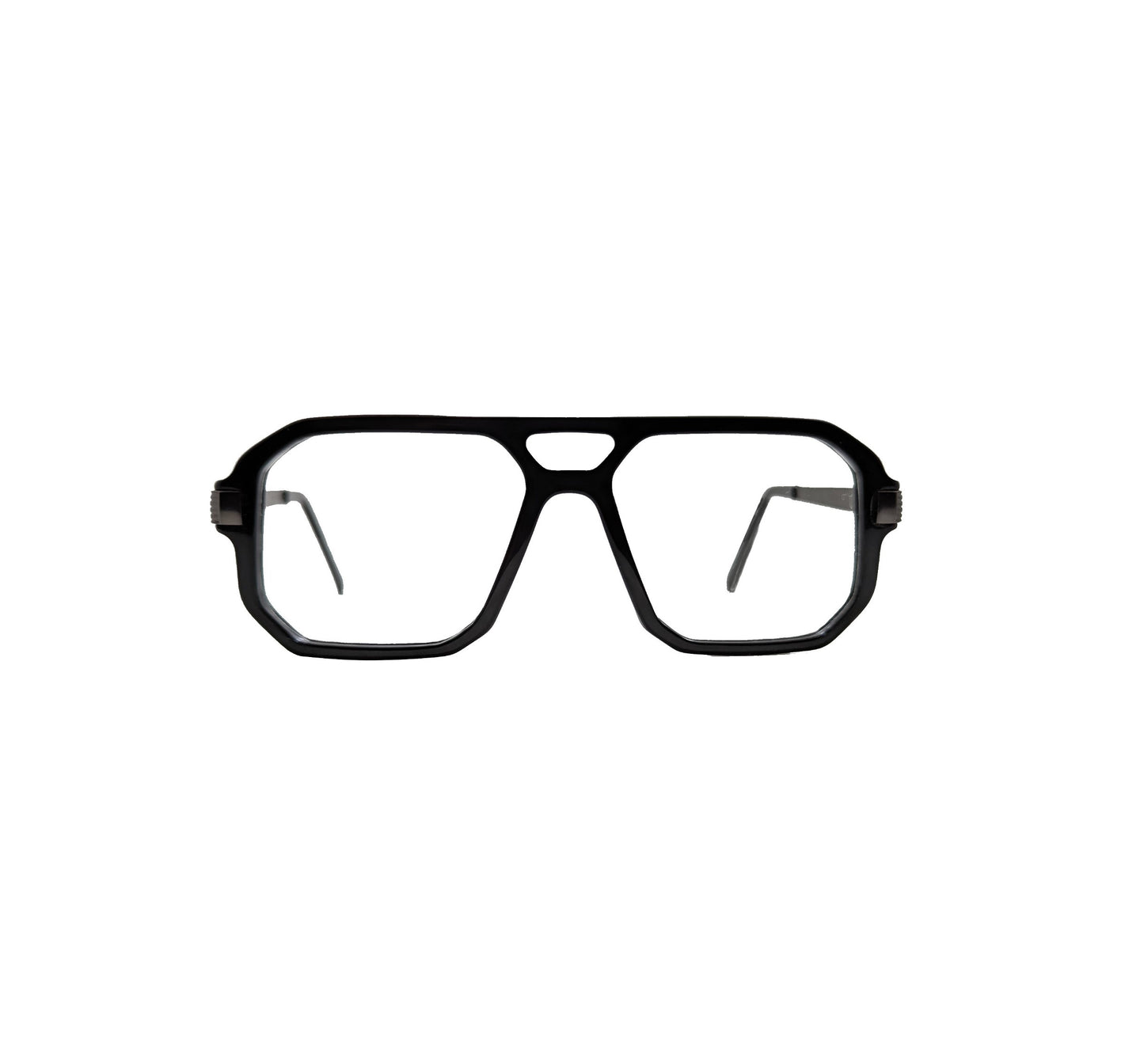 Black acetate eyeglasses with metal temples — men's Polo optical frame