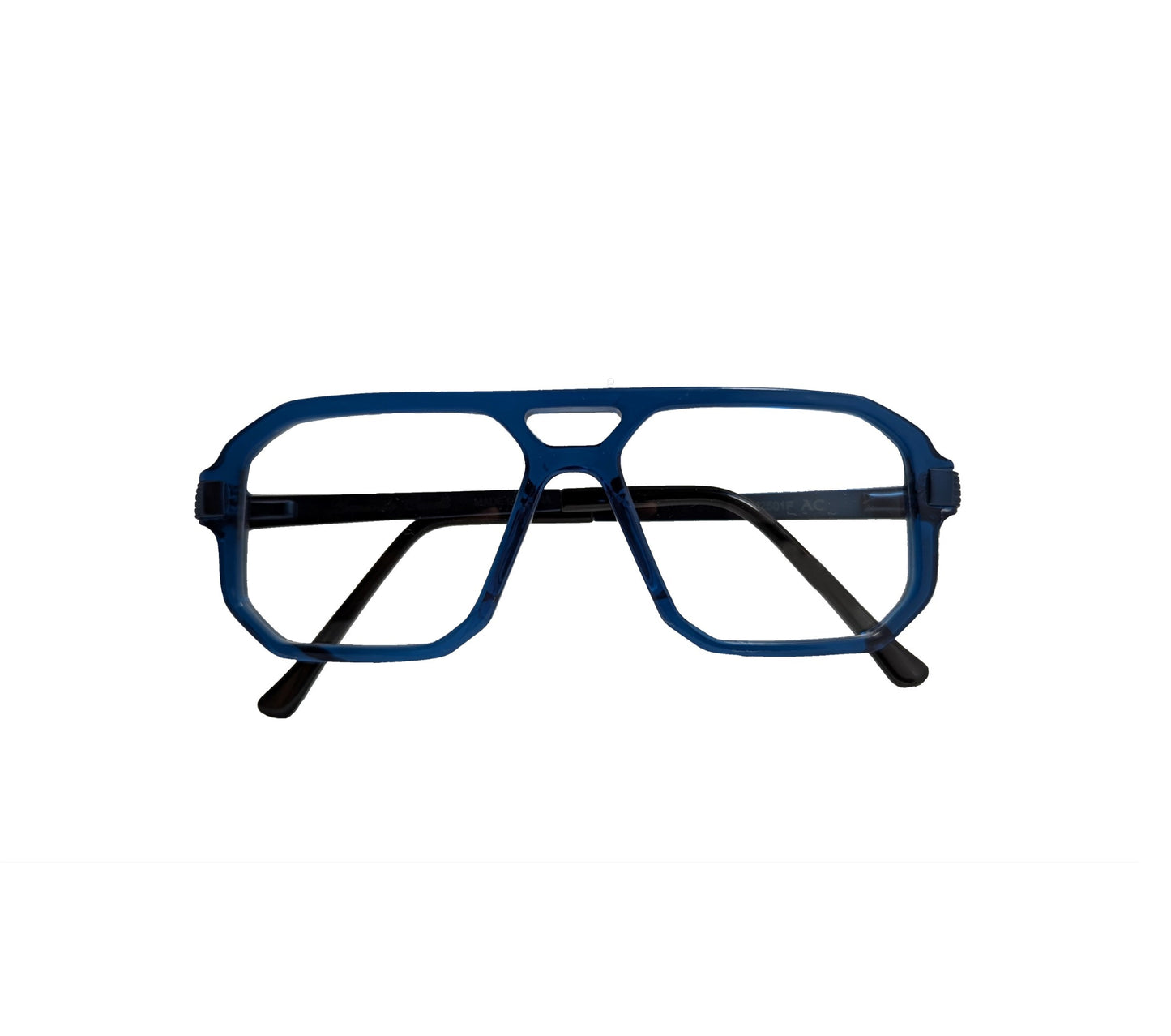 Blue acetate eyeglasses with metal temples — men's Polo optical frame