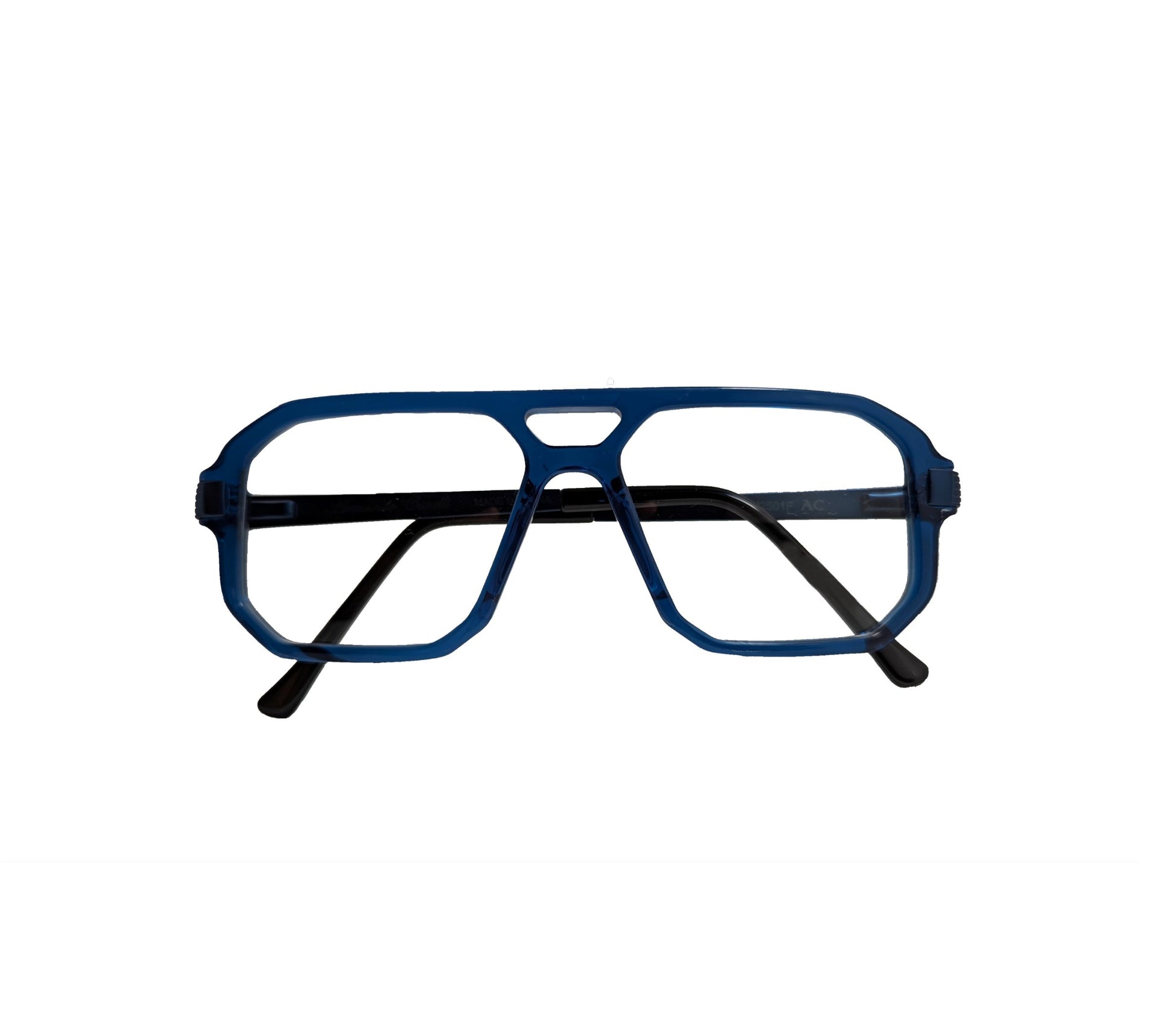 Blue acetate eyeglasses with metal temples — men's Polo optical frame