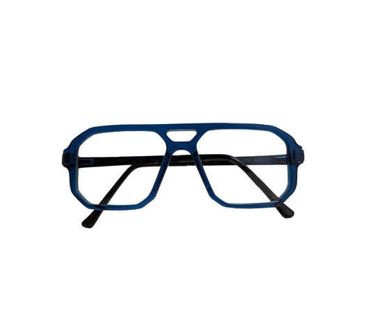 Blue acetate eyeglasses with metal temples — men's Polo optical frame