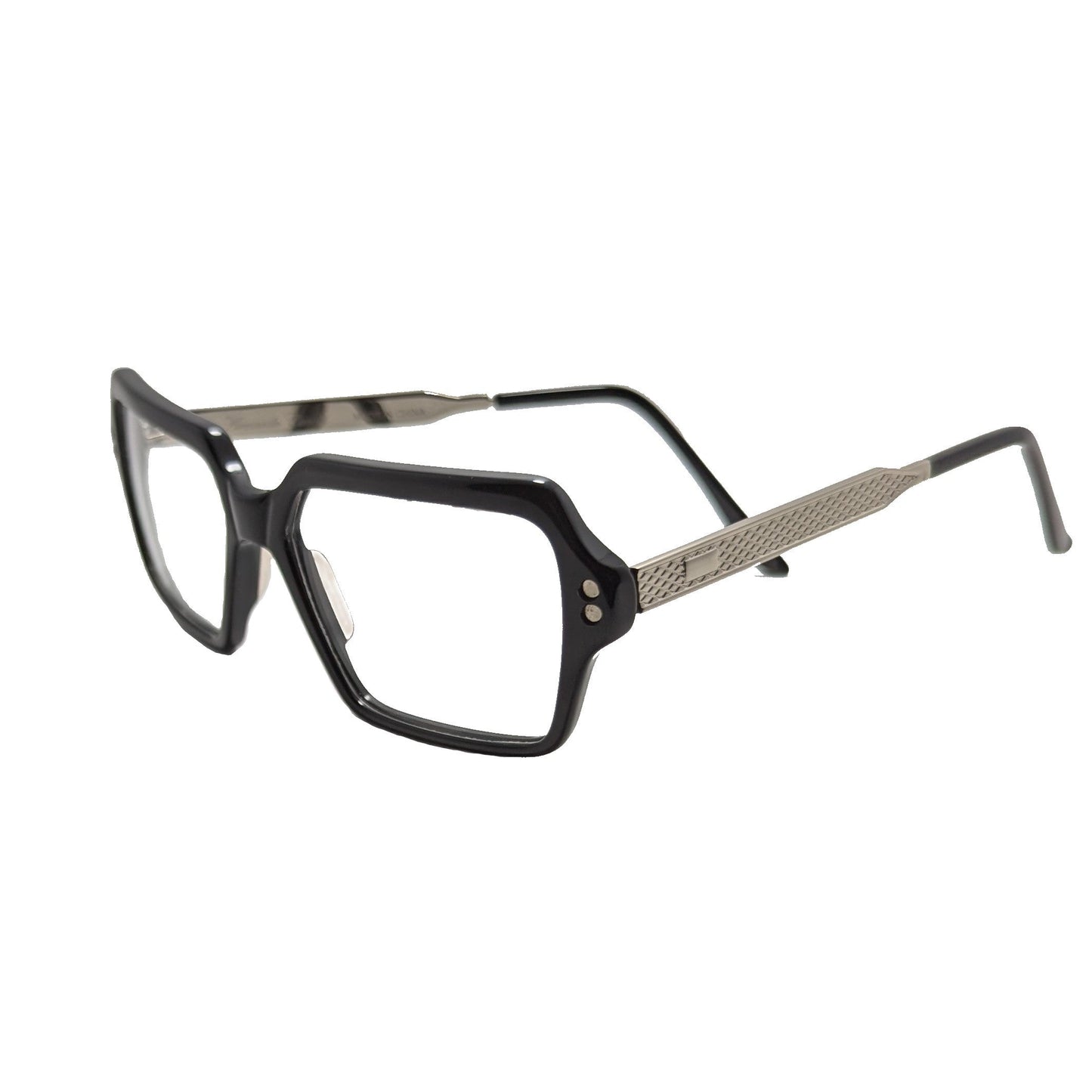 Black acetate eyeglasses with metal temples — men's Bravo optical frame