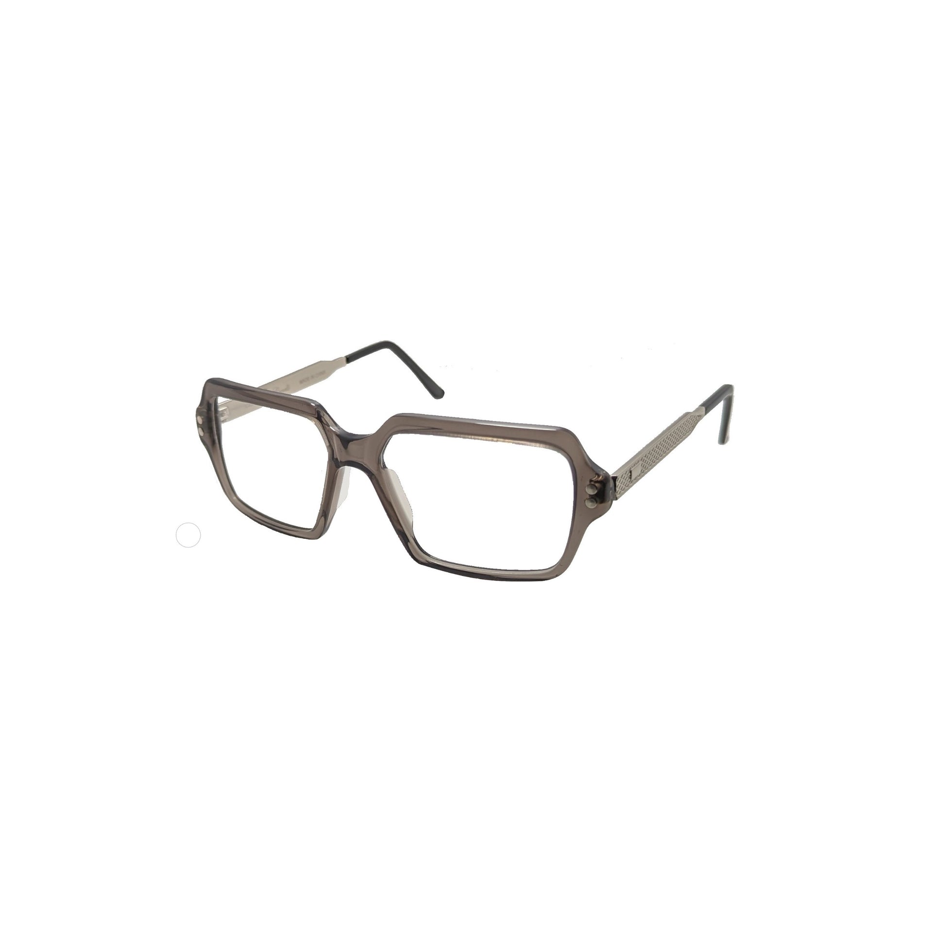 Transparent grey acetate eyeglasses with metal temples — men's Bravo optical frame
