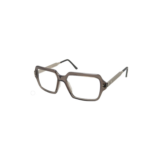 Transparent grey acetate eyeglasses with metal temples — men's Bravo optical frame