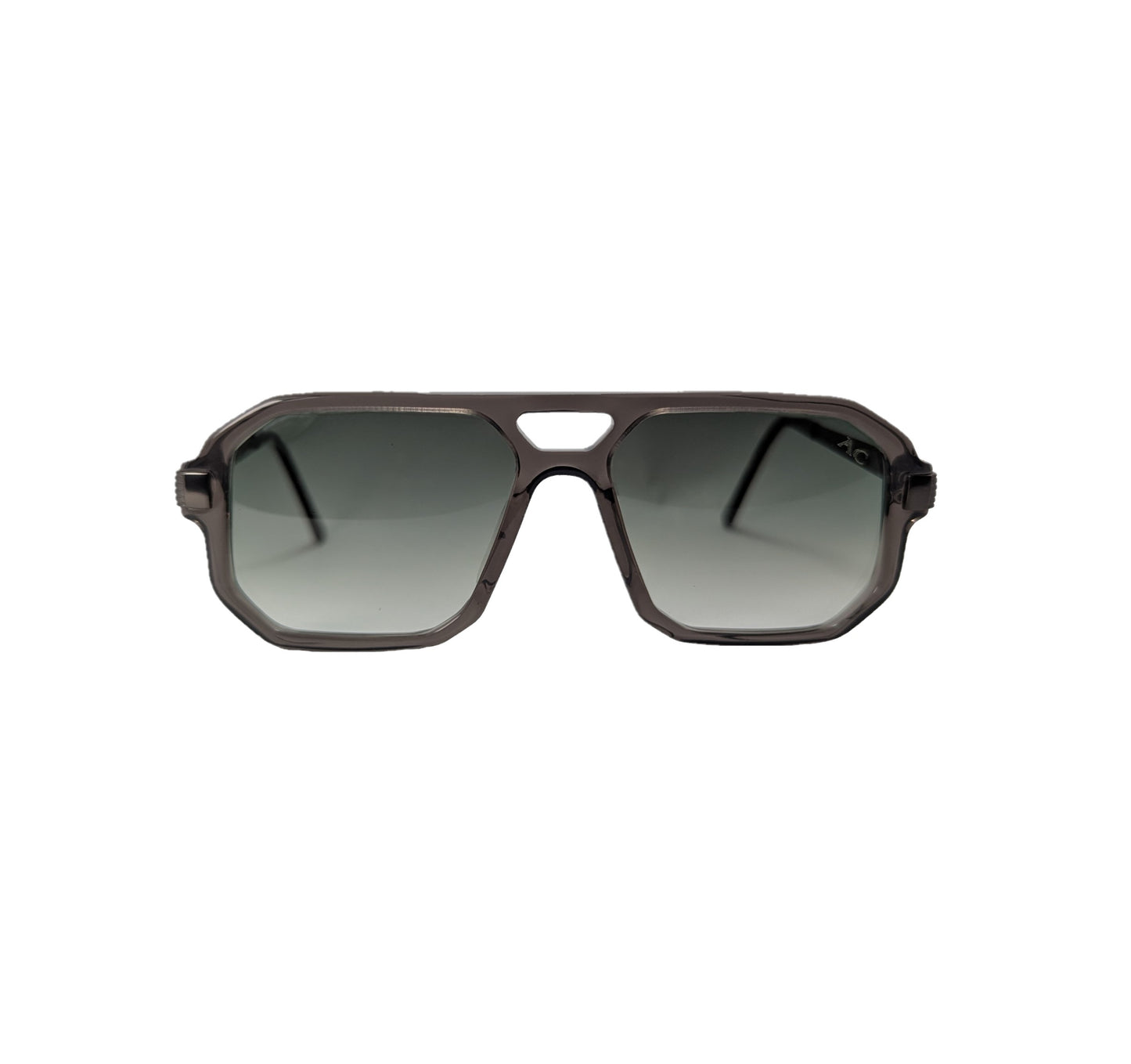 Transparent grey acetate sunglasses with metal temples — men's Polo frame