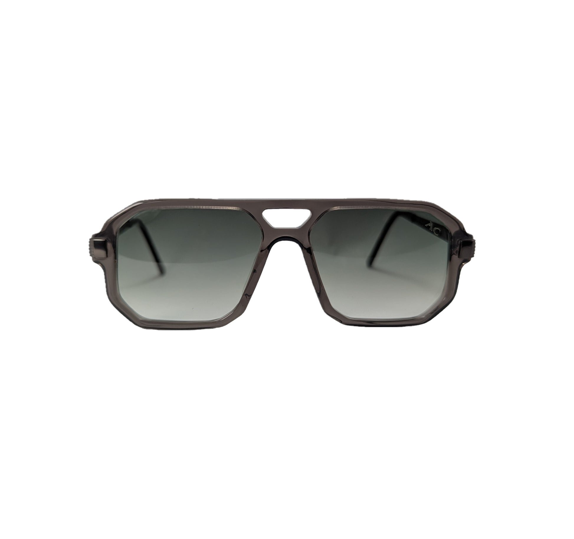 Transparent grey acetate sunglasses with metal temples — men's Polo frame