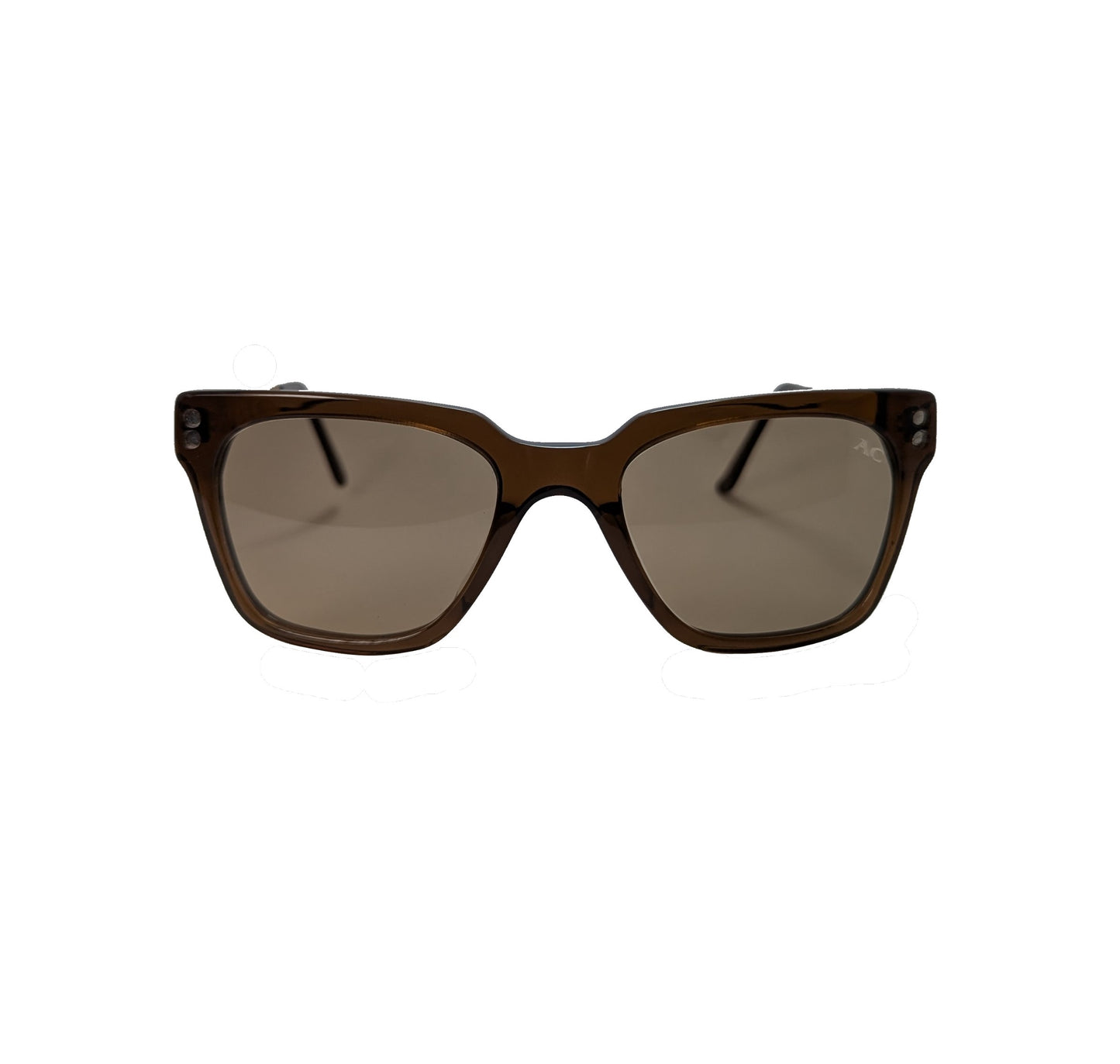 Transparent brown square acetate sunglasses — unisex Rio frame, style II