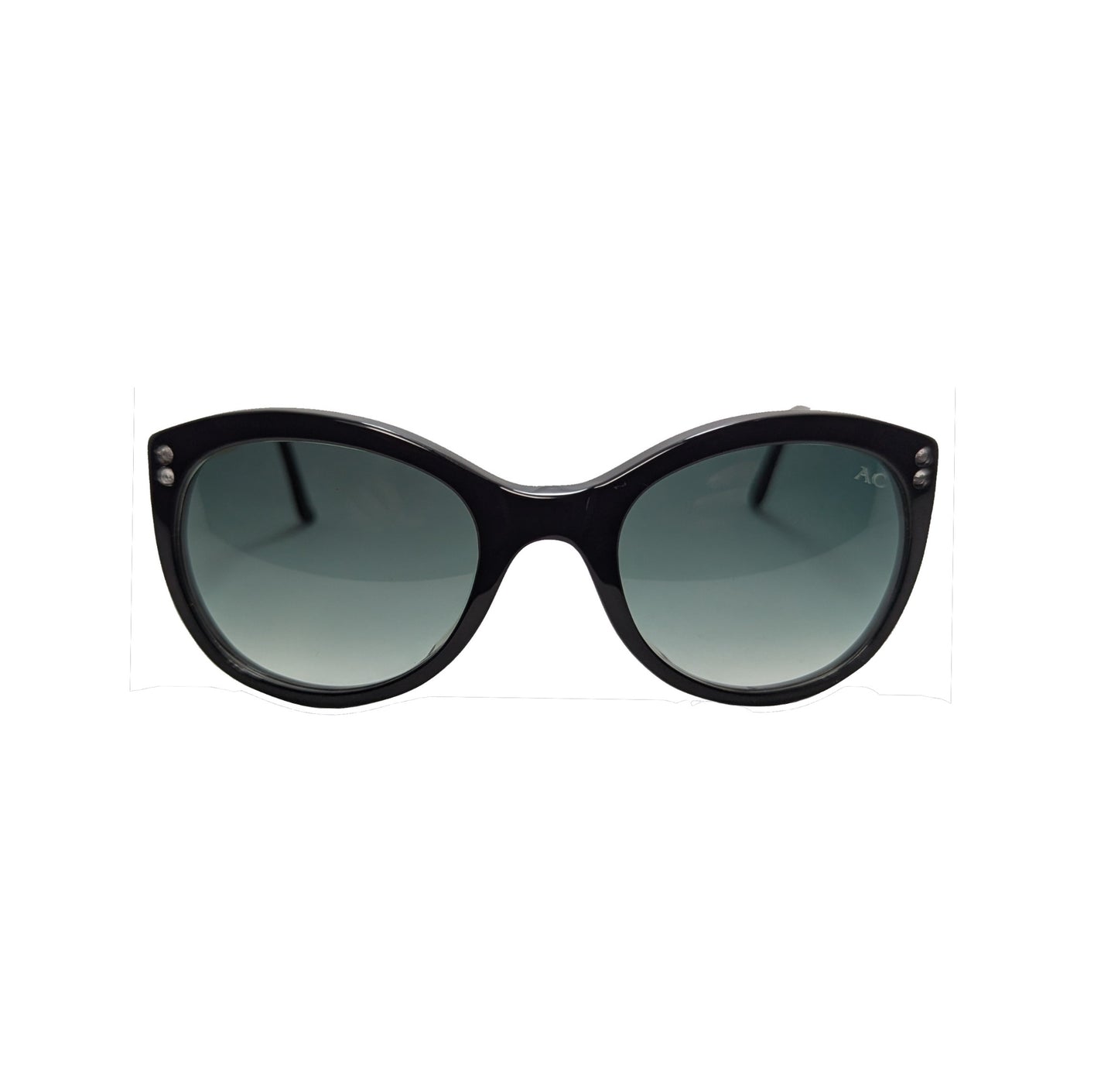 Black round acetate sunglasses with green G15 lenses — women's Barca frame