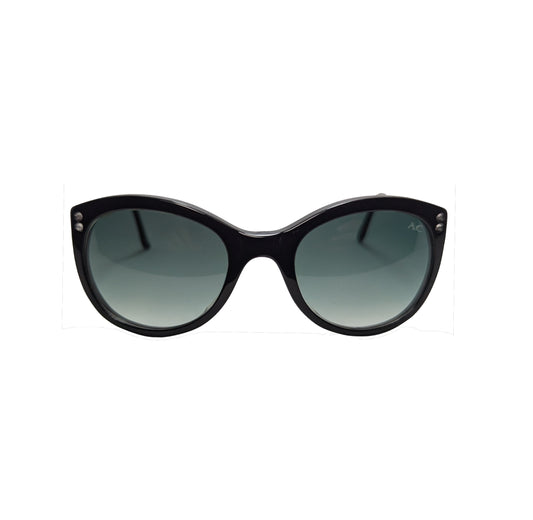 Black round acetate sunglasses with green G15 lenses — women's Barca frame