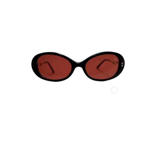 Black oversized acetate sunglasses with coral-toned accents — women's Windy frame