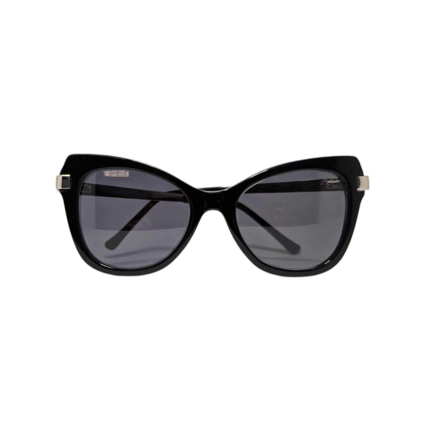 Black cat-eye acetate sunglasses with grey lenses — women's Mora frame