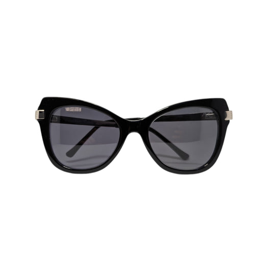 Black cat-eye acetate sunglasses with grey lenses — women's Mora frame