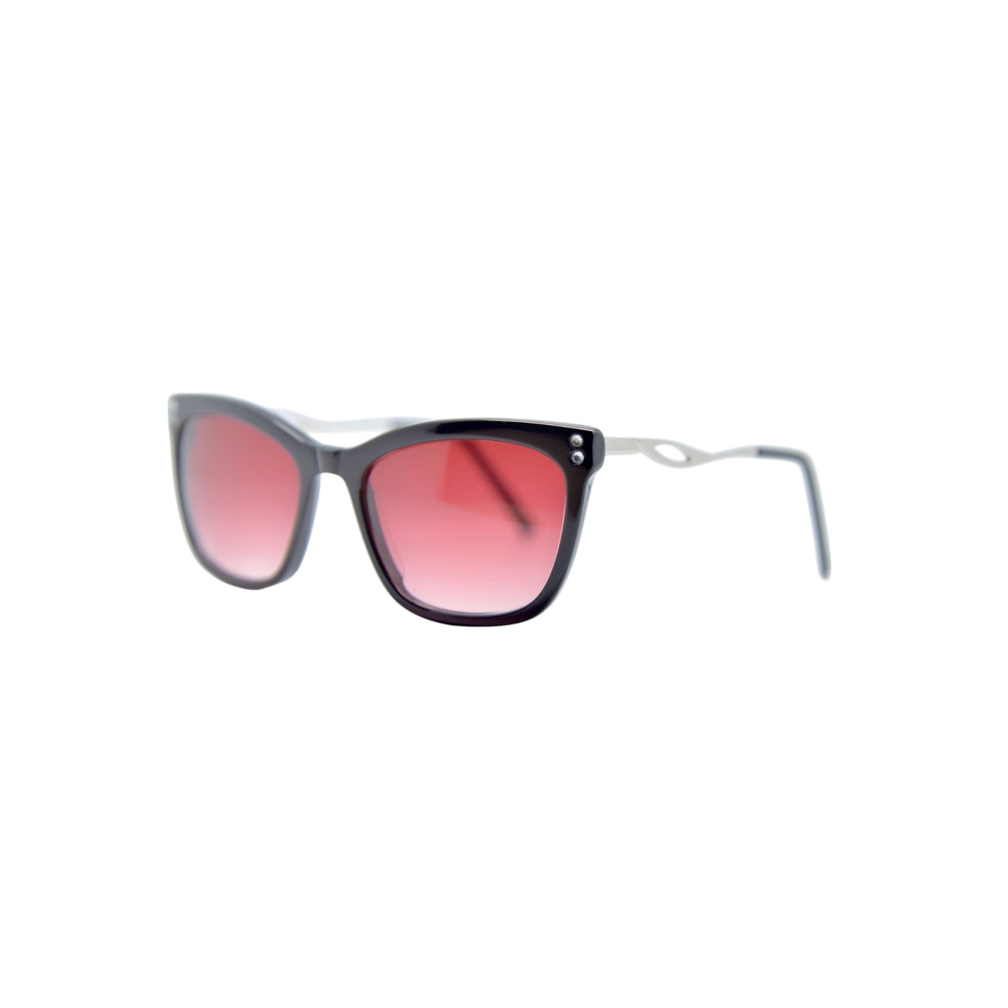 Black wayfarer acetate sunglasses with burgundy accents — women's Zoya frame