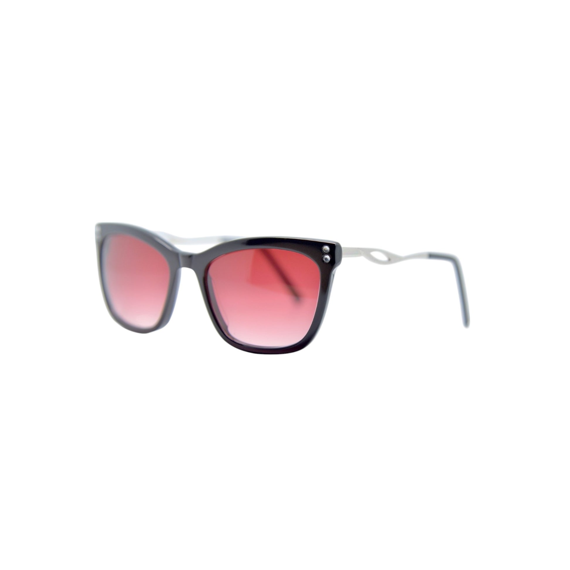 Black wayfarer acetate sunglasses with burgundy accents — women's Zoya frame