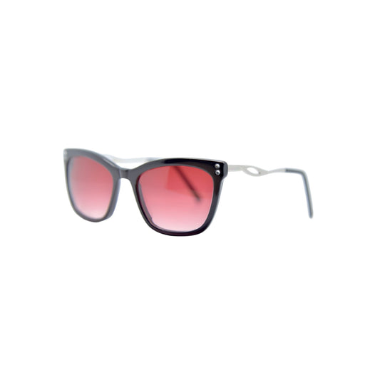 Black wayfarer acetate sunglasses with burgundy accents — women's Zoya frame
